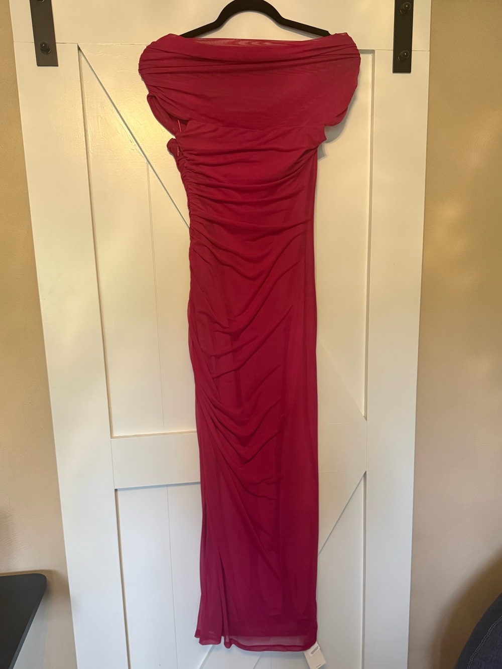 Abercrombie & Fitch Strapless Ruched Maxi Dress - fuschia